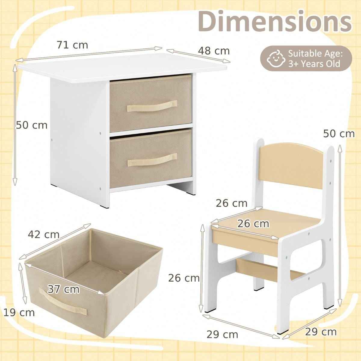 Ergo Heights Children's Wooden Table and Chairs Set.