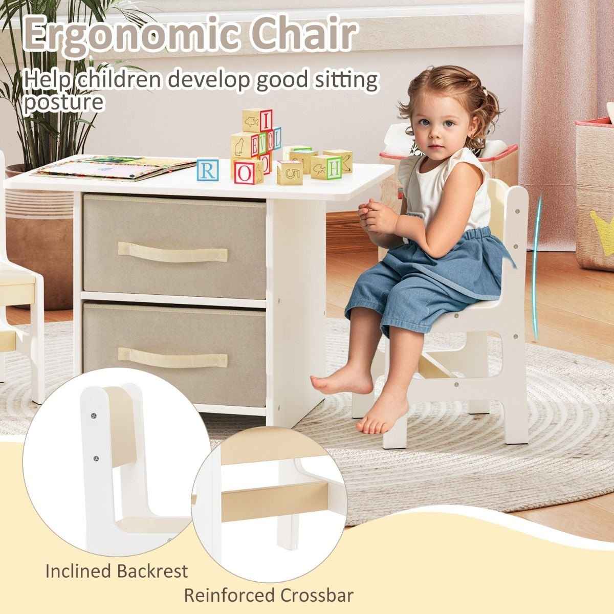 Ergo Heights Children's Wooden Table and Chairs Set.