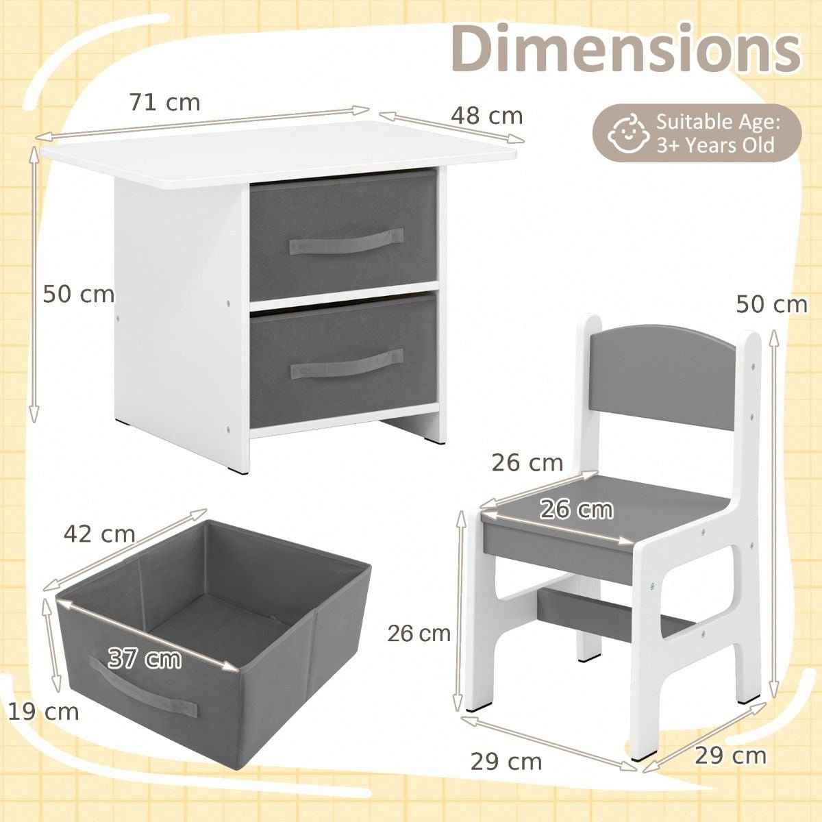 Ergo Heights Children's Wooden Table and Chairs Set.