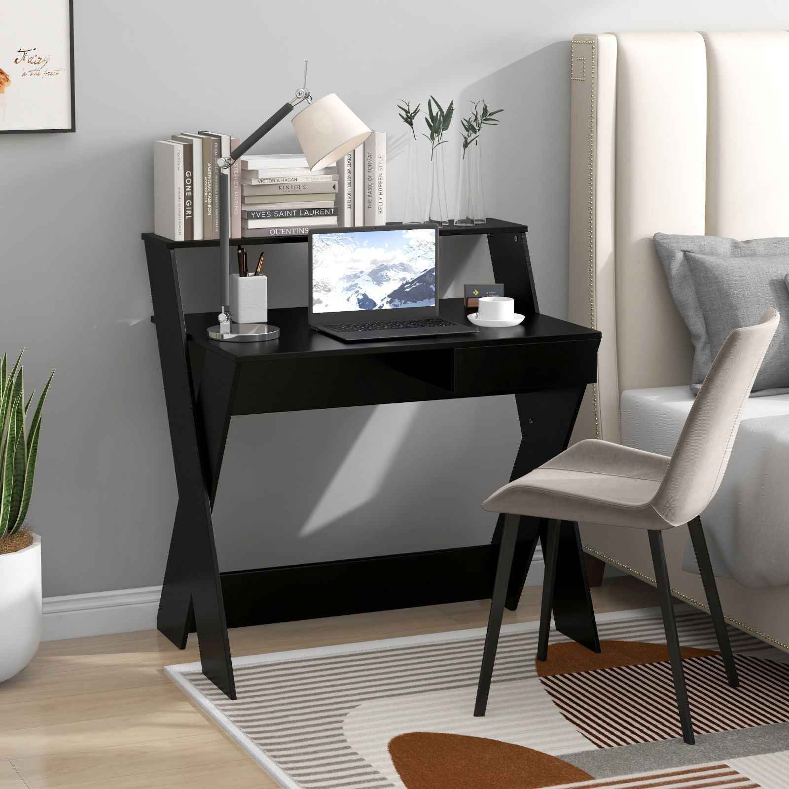 Ergo Heights Compact Desk with Monitor Riser - Black - Ergo Heights