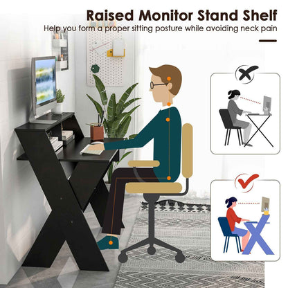 Compact Desk with Monitor Riser for Small Spaces - Ergo Heights