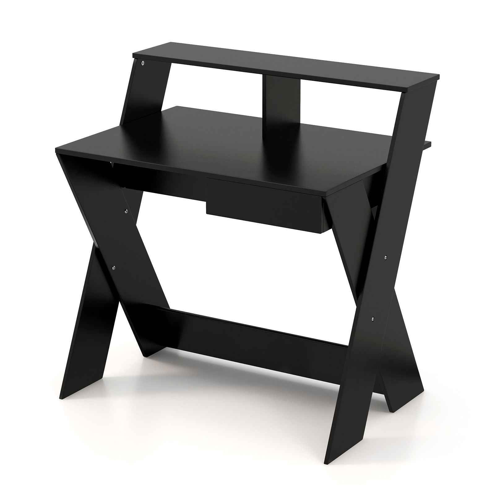 Ergo Heights Compact Desk with Monitor Riser - Black - Ergo Heights