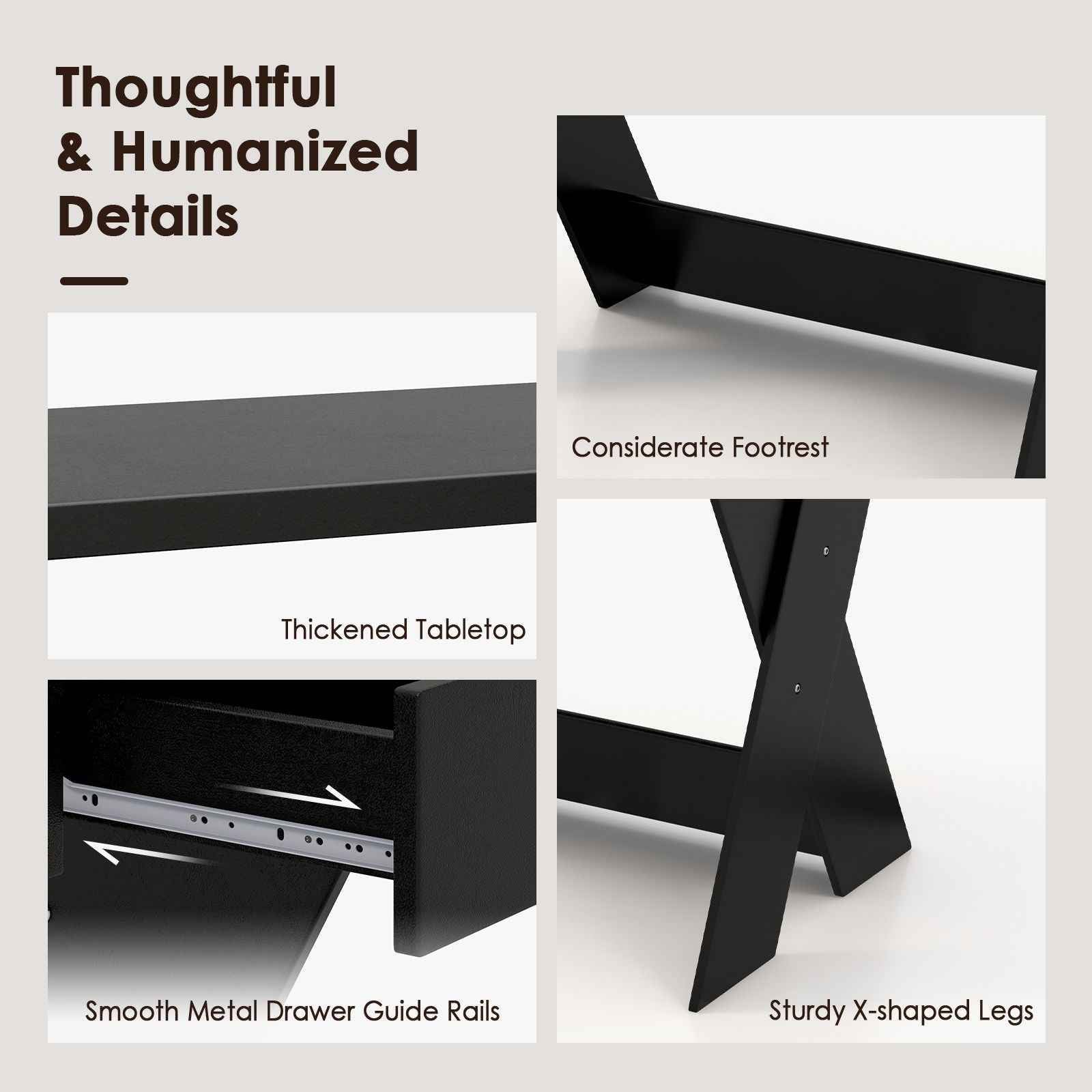 Ergo Heights Compact Desk with Monitor Riser - Black - Ergo Heights
