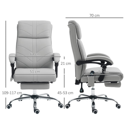 Office Chair with 4 Point Vibration Massage and Heat, Footrest, Light Grey