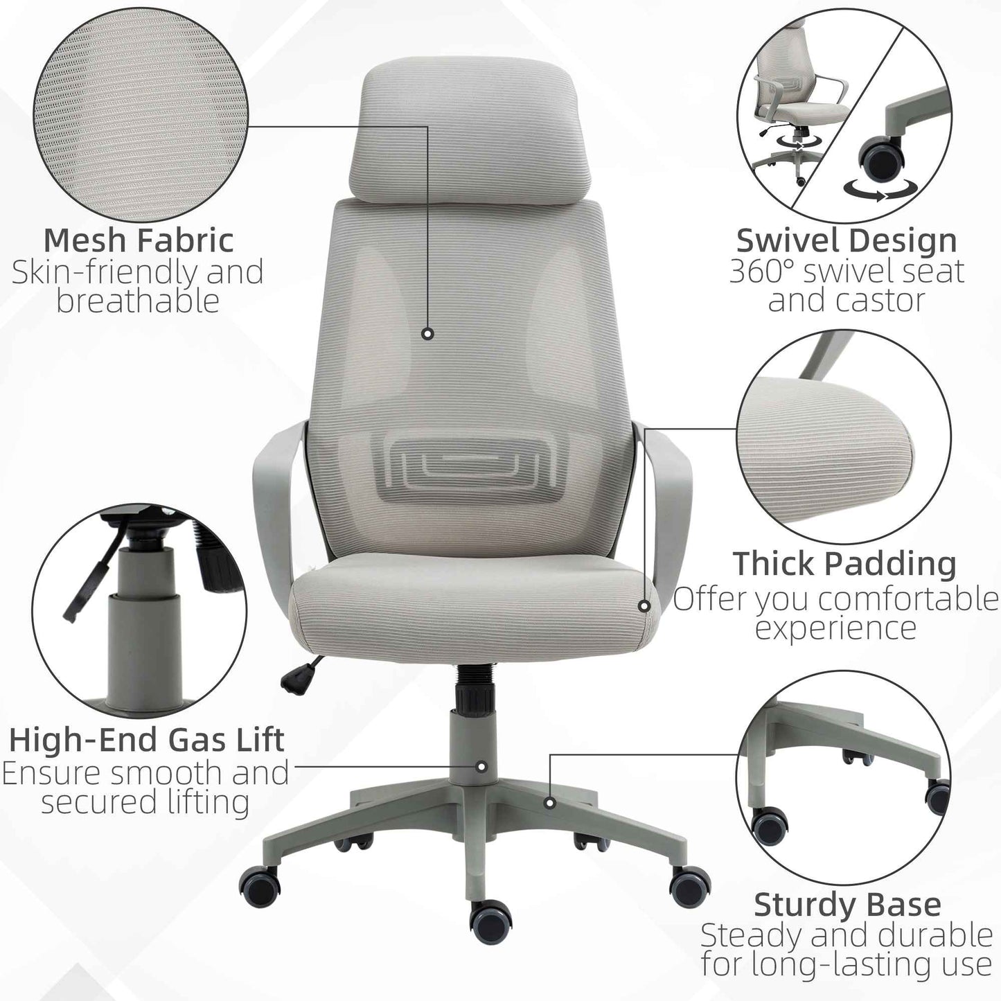 Elevate Your Workspace with the Ergonomic Mesh Fabric Desk Chair - Adjustable Height and High Backrest for Ultimate Comfort