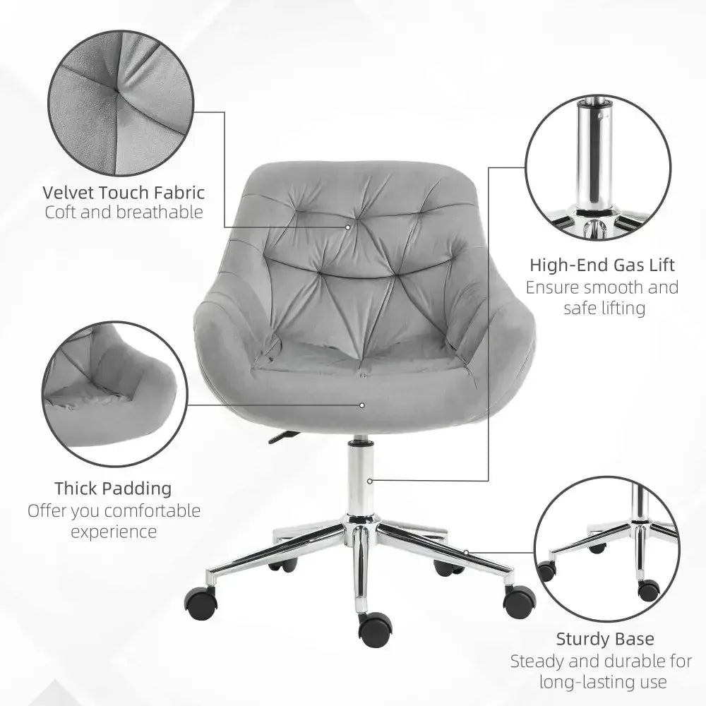 Velvet Home Office Chair with Adjustable Height - Ergo Heights