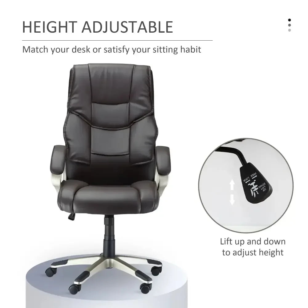 Executive Computer Office Desk Chair High Back Faux Leather Swivel Chair - Ergo Heights