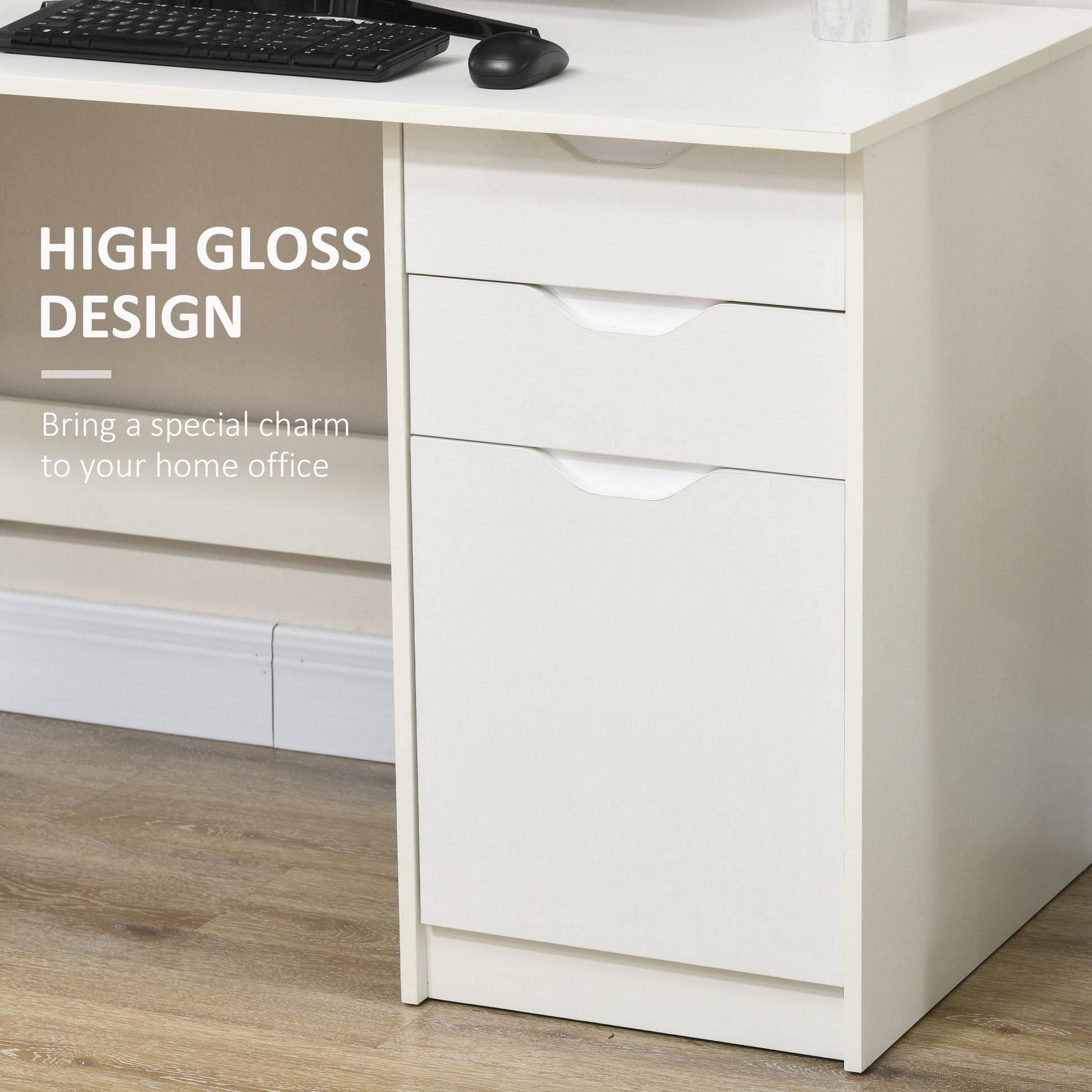 Computer Desk W/ Drawers Modern Writing Workstation for Home Office Study