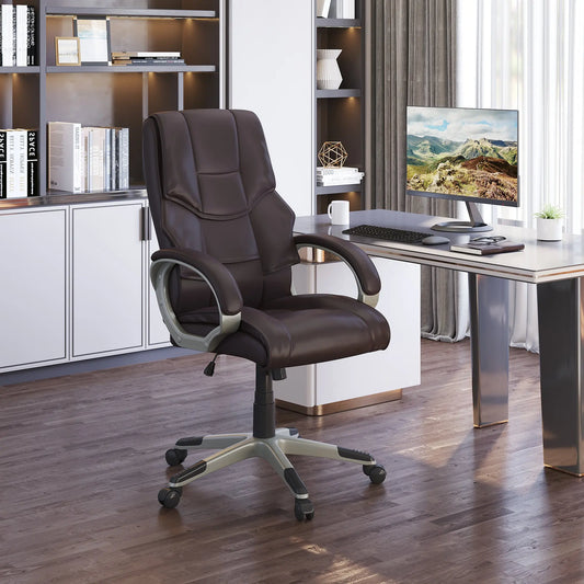 Executive Computer Office Desk Chair High Back Faux Leather Swivel Chair