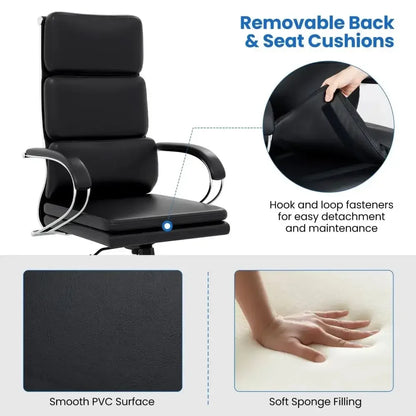 Executive Leather Chair with Ergonomic Comfort and Chrome Base - Ergo Heights
