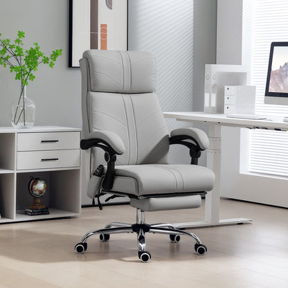 Office Chair with 4 Point Vibration Massage and Heat, Footrest, Light Grey