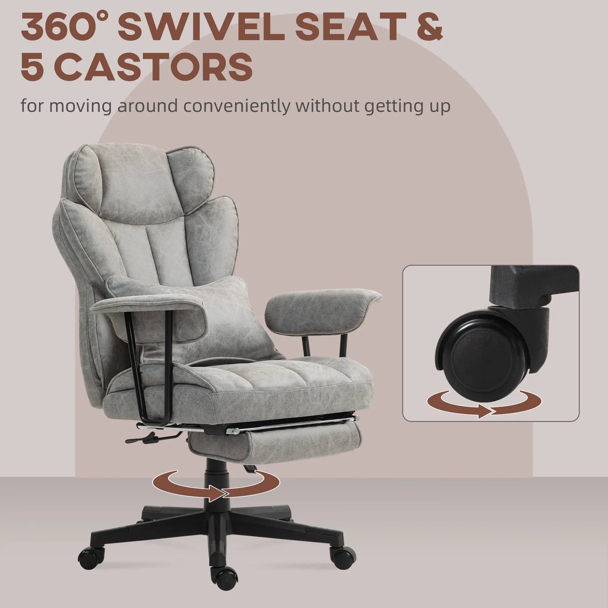 Office Chair, Ergonomic Desk Chair with Foot Rest, Lumbar Support