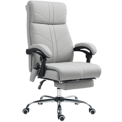 Office Chair with 4 Point Vibration Massage and Heat, Footrest, Light Grey
