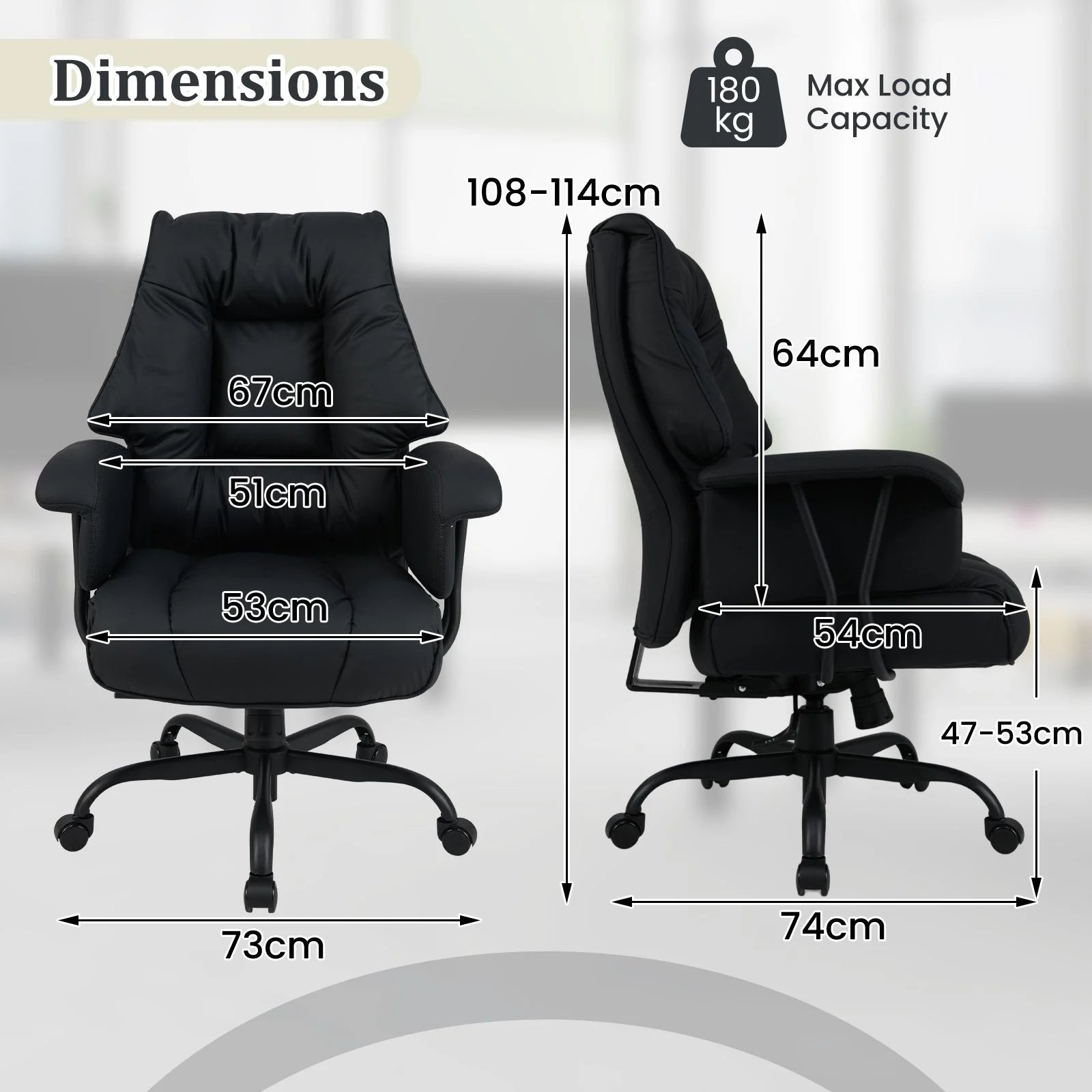 Ergonomic Office Chair with Spring Cushion Seat and Adjustable Swivel Seat