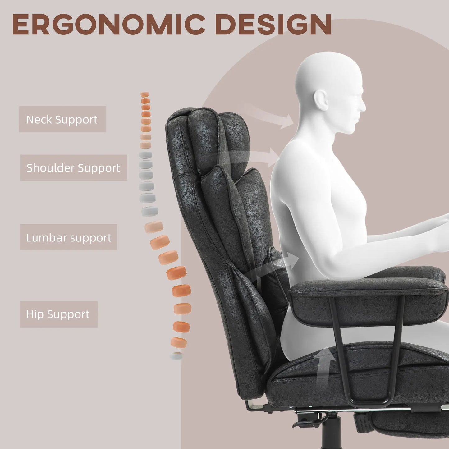 Office Chair, Ergonomic Desk Chair with Foot Rest, Lumbar Support