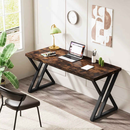 55 Inch Writing Desk with Z-Shaped Metal Legs - Ergo Heights