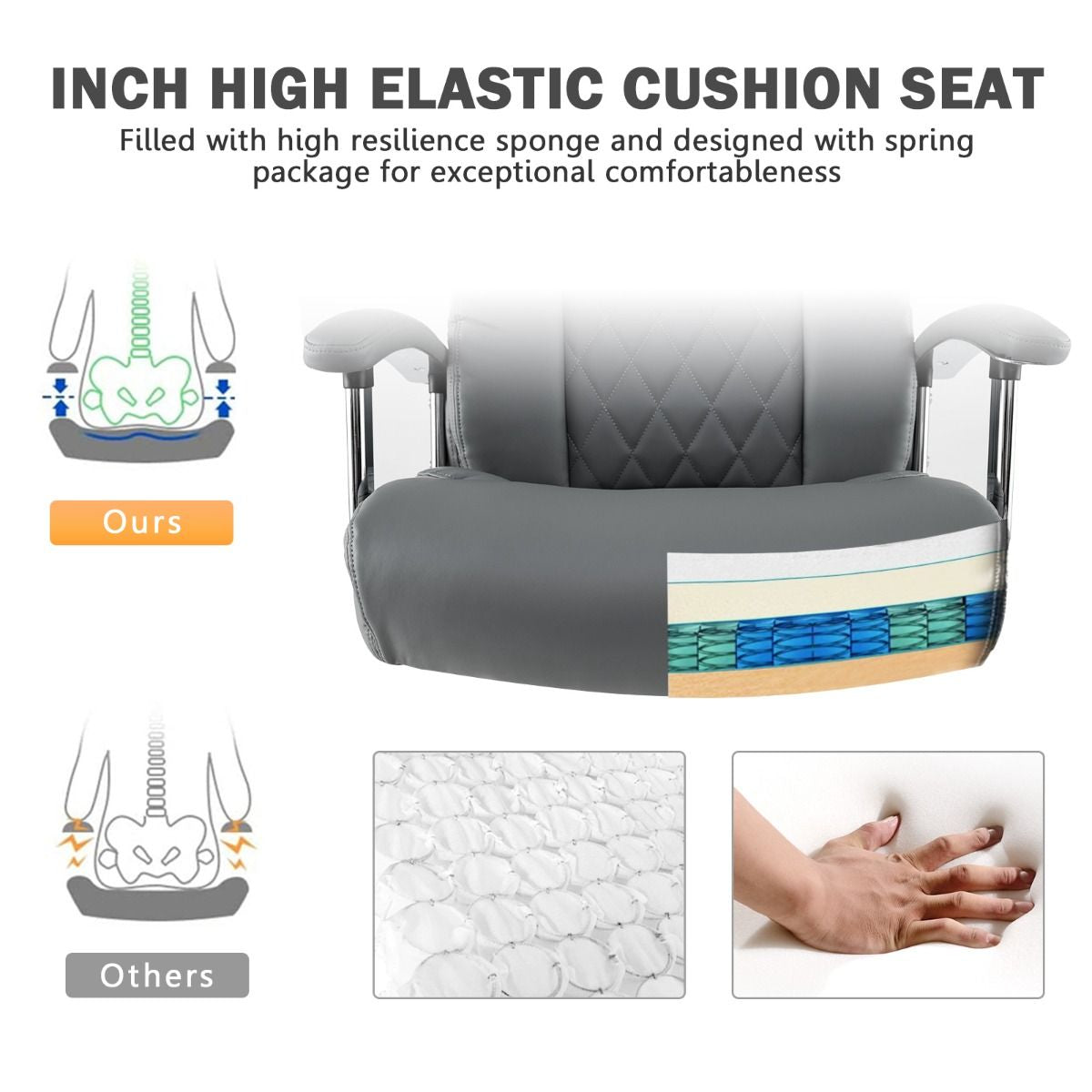 Leather Office Chair with Rocking Mode and Armrests