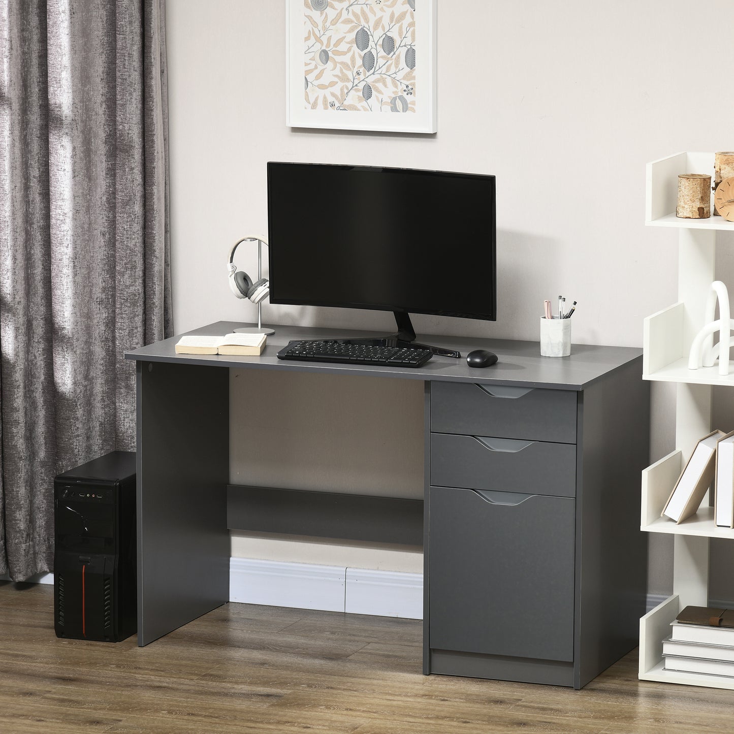 Computer Desk W/ Drawers Modern Writing Workstation for Home Office Study