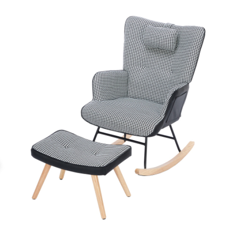 Rocking Chairs for Adults, Tteddy Rocking Chair Relaxing Recliner Chair with Solid Wood Legs High Back Lounge Chairs for Balcony Living Room Bedroom