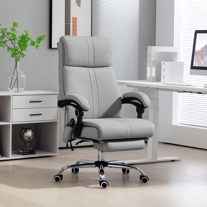 Office Chair with 4 Point Vibration Massage and Heat, Footrest, Light Grey