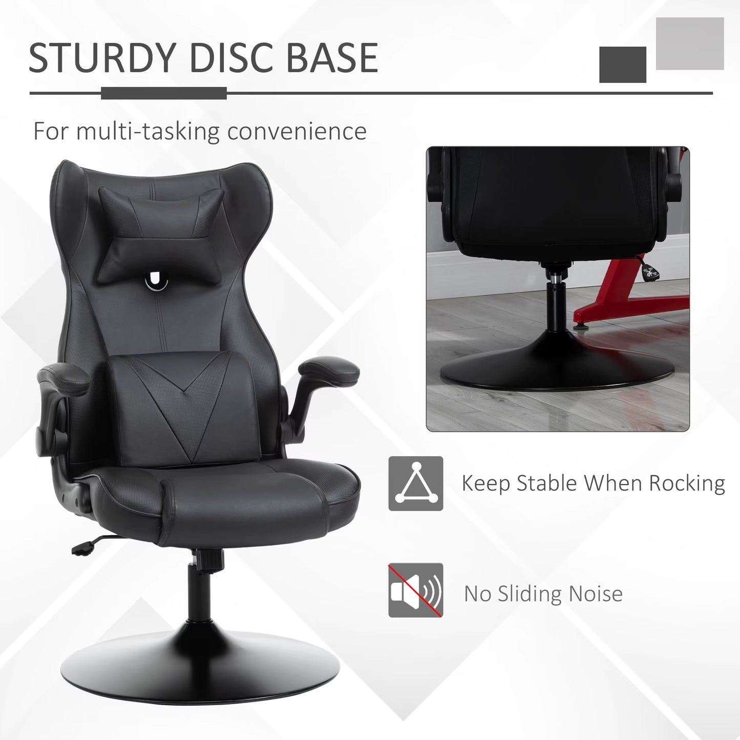 Gaming Chair Home Office Chair W/ Swivel Pedestal Base Lumbar Support