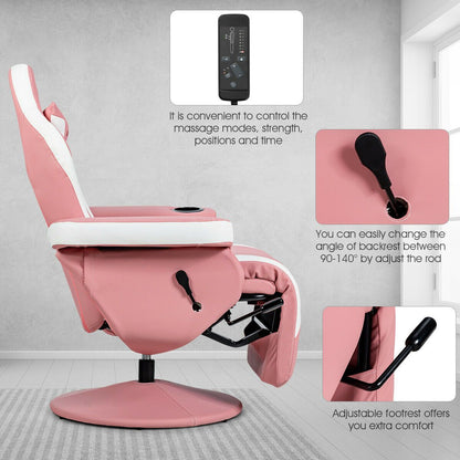 Electric Massage Gaming Chair with Cup Holder and Side Pouch