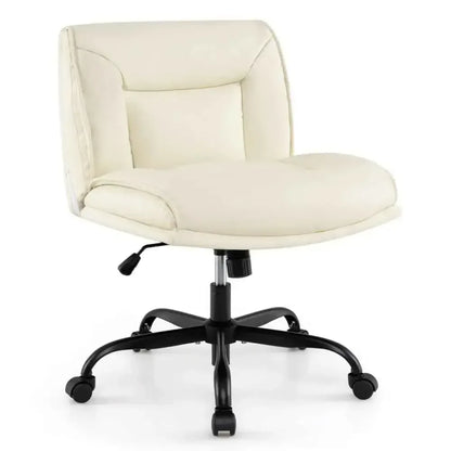Armless Desk Chair PU Leather with Wide Seat & Backrest - Ergo Heights