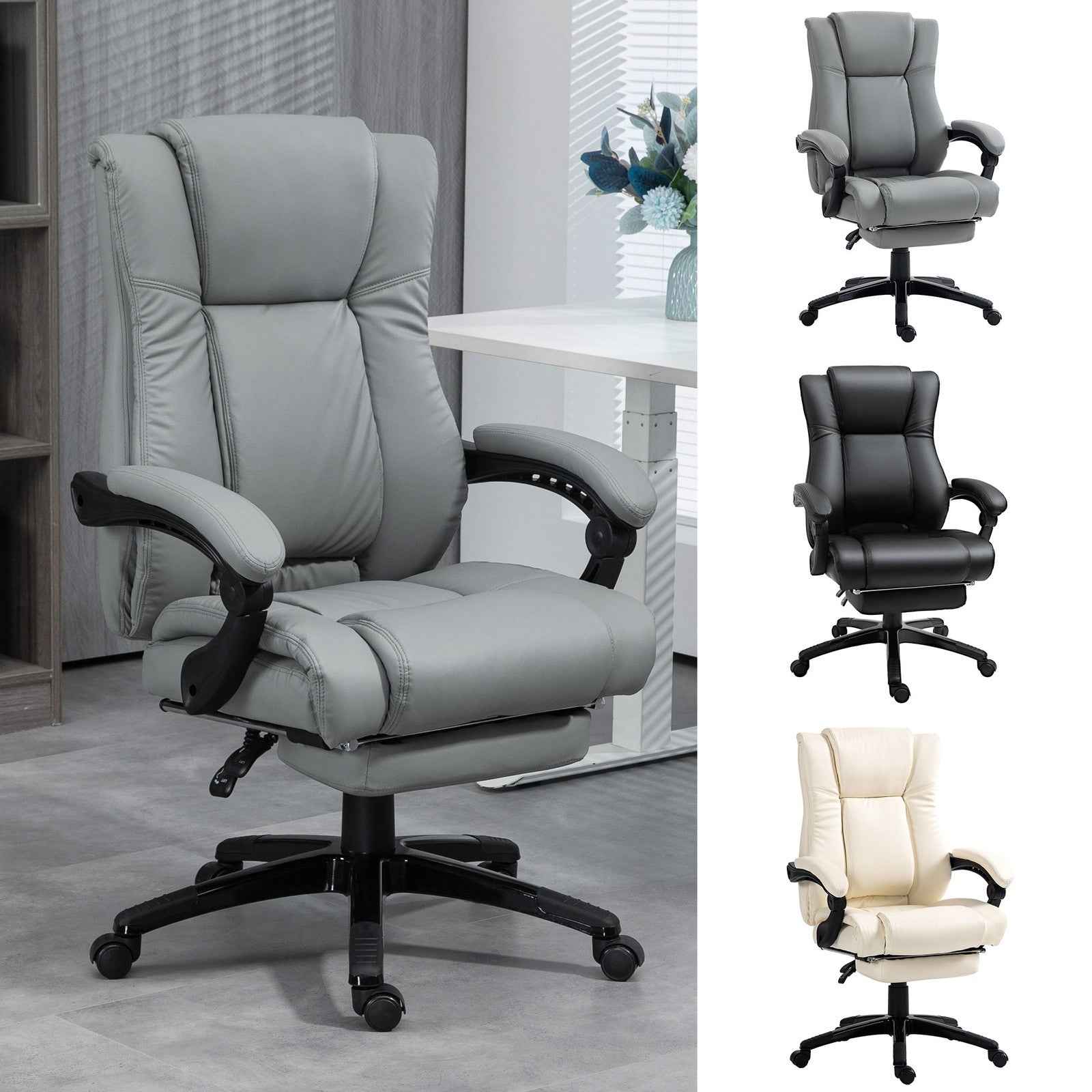 PU Leather Executive Office Chair with Foot Rest - Ergo Heights