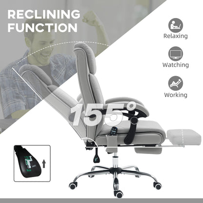 Office Chair with 4 Point Vibration Massage and Heat, Footrest, Light Grey