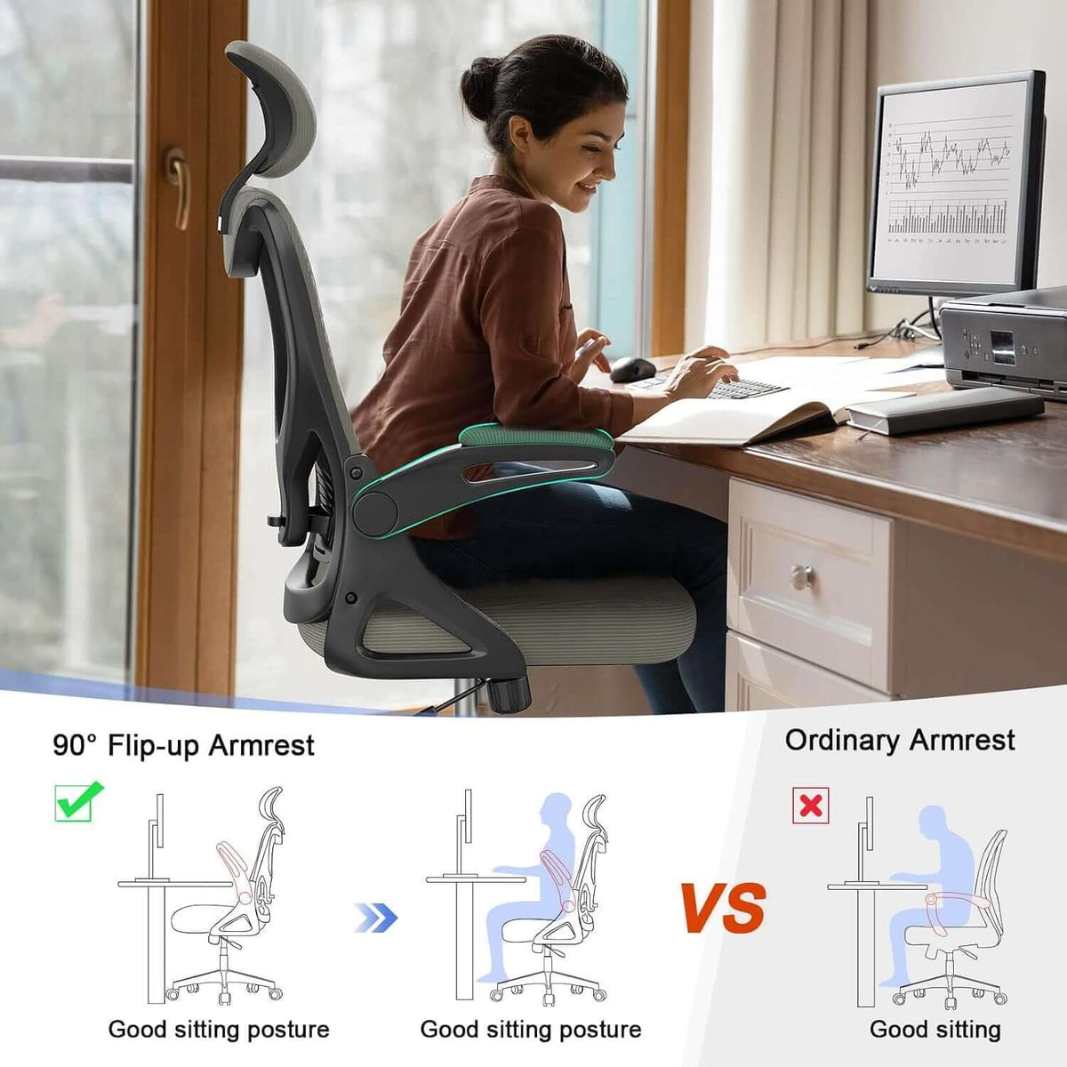 Ergonomic High-Back Mesh Office Chair – Light Grey
