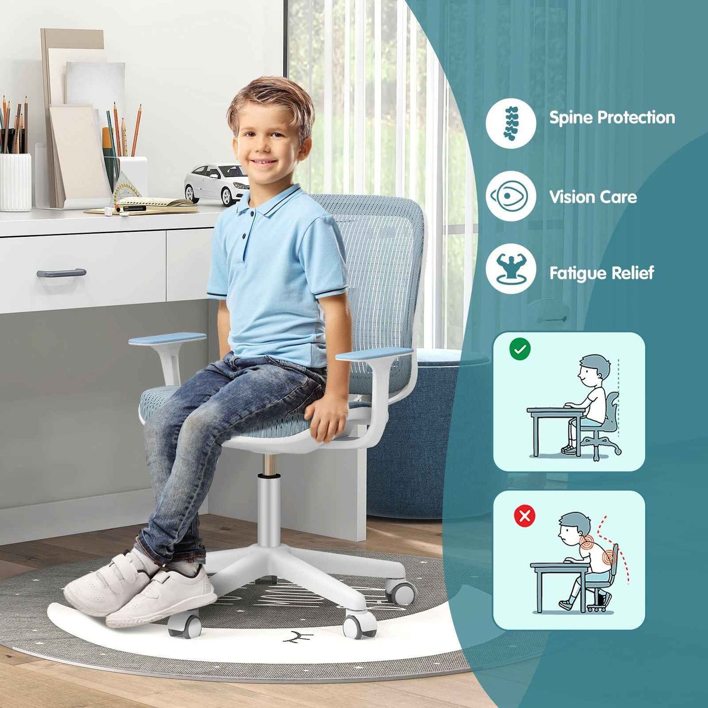 Ergo Heights Ergonomic Study Chair for Children with Desk.