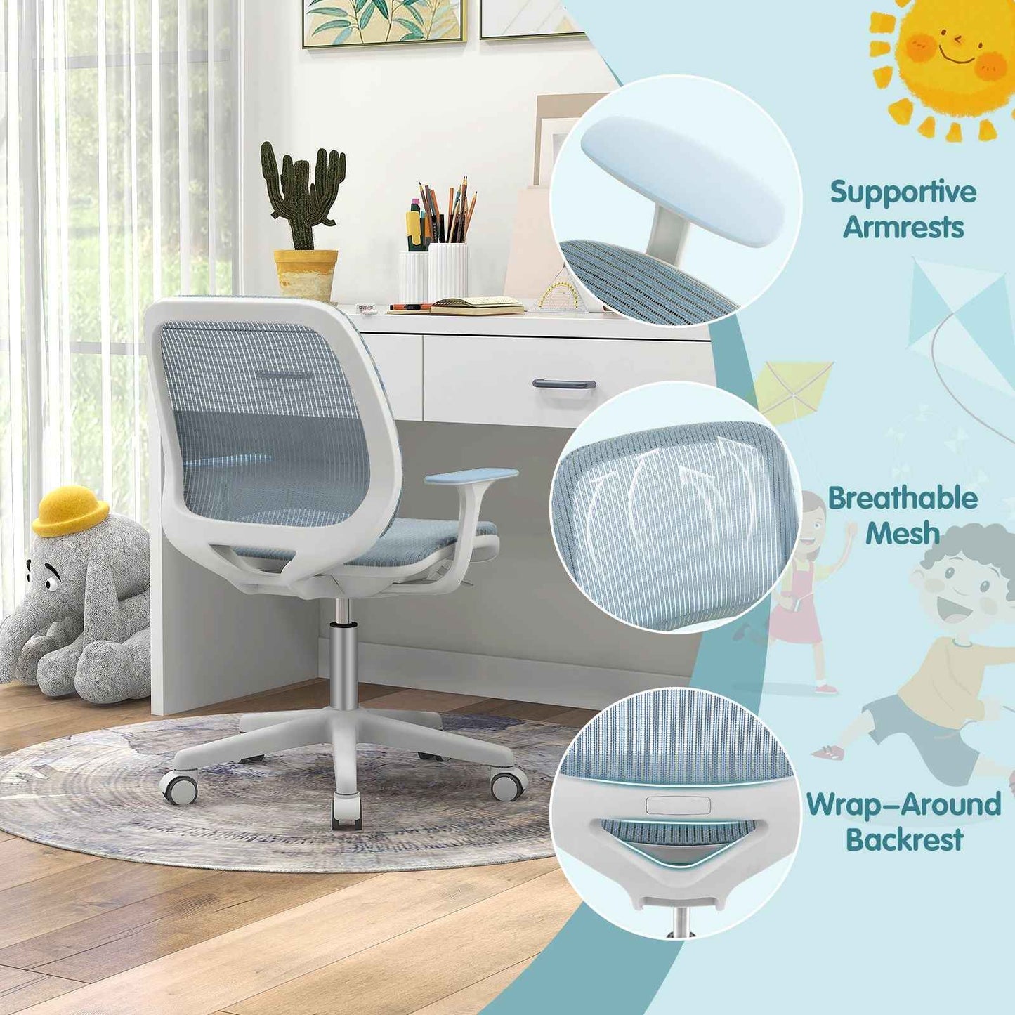Ergo Heights Ergonomic Study Chair for Children with Desk.