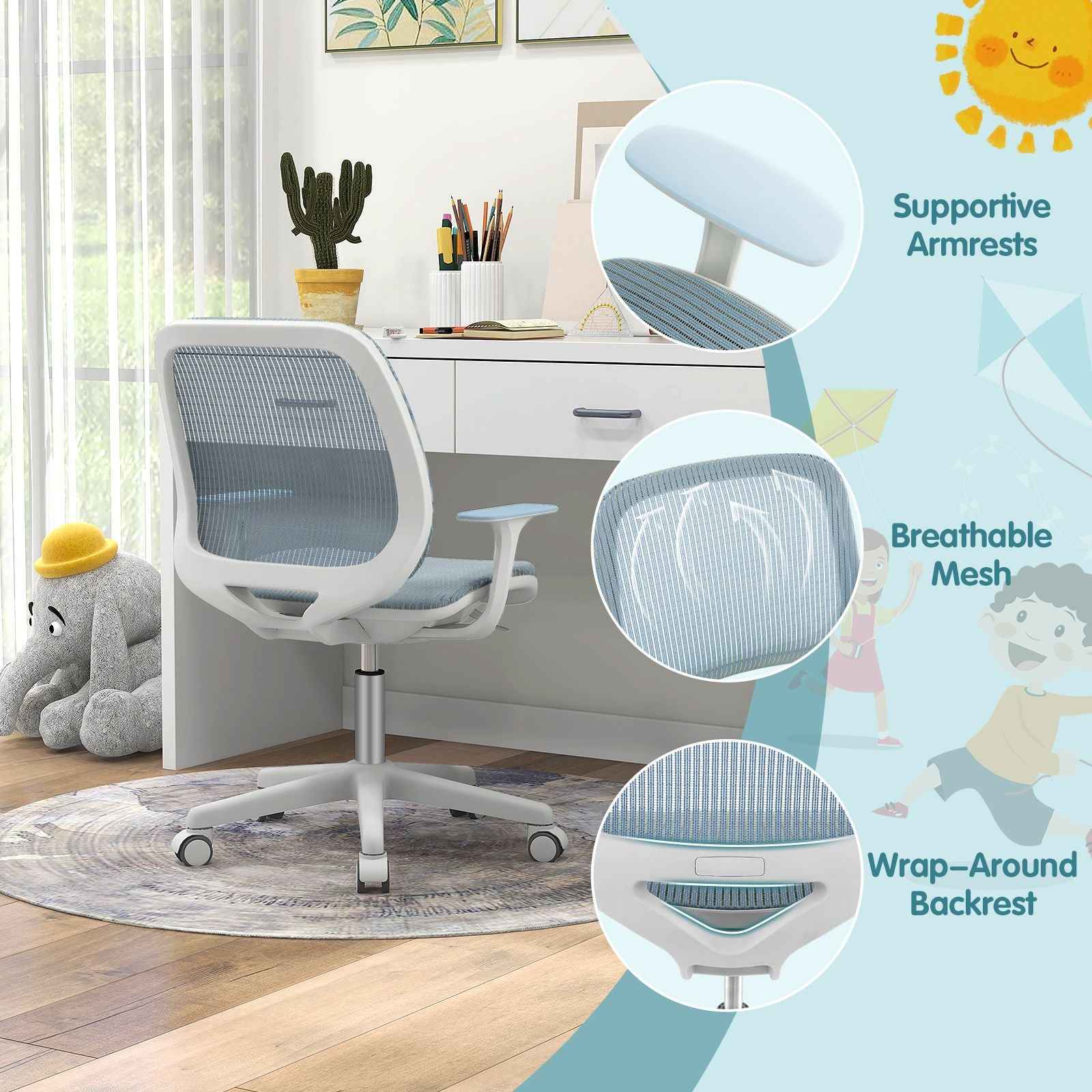Ergo Heights Ergonomic Study Chair for Children with Desk.