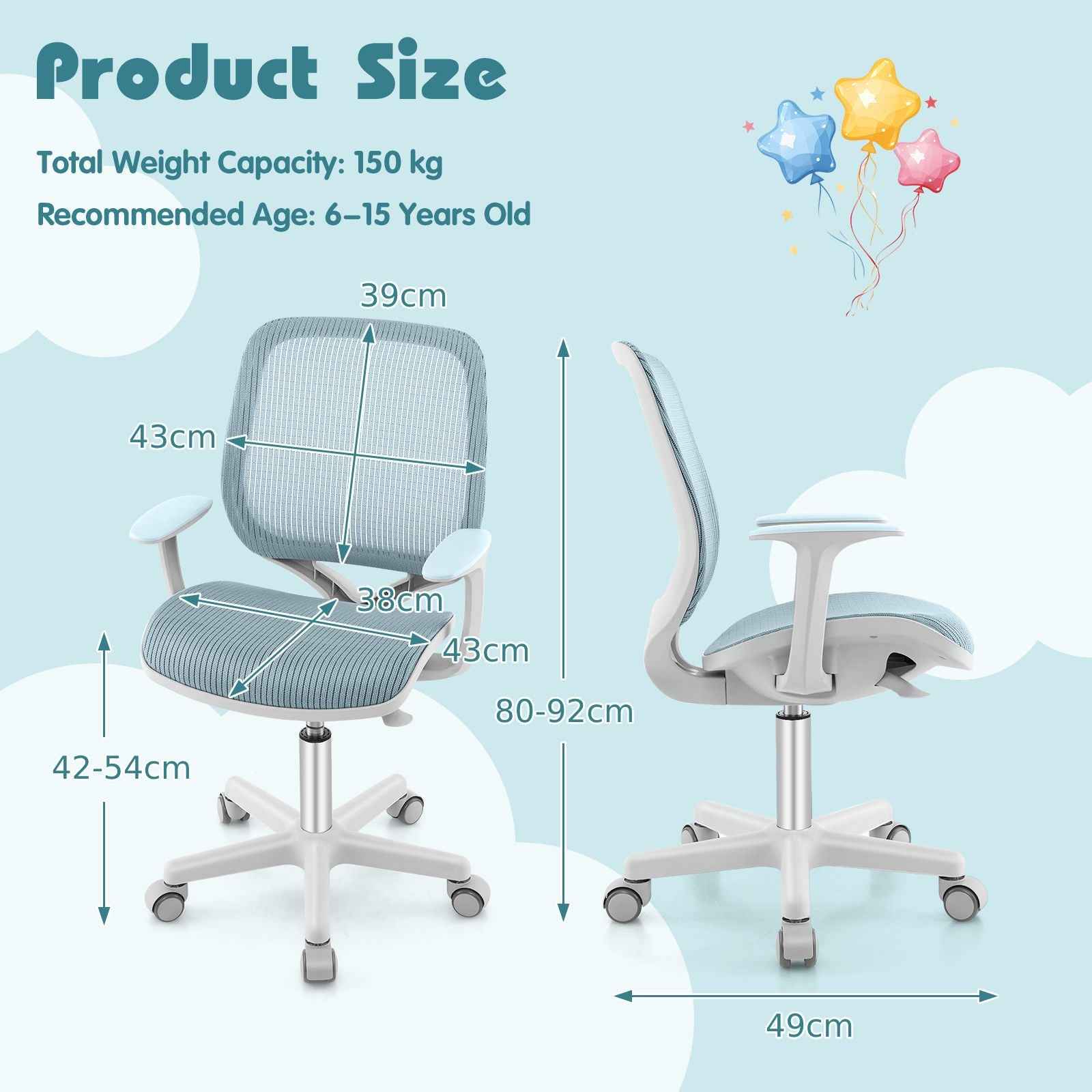 Ergo Heights Ergonomic Study Chair for Children with Desk.