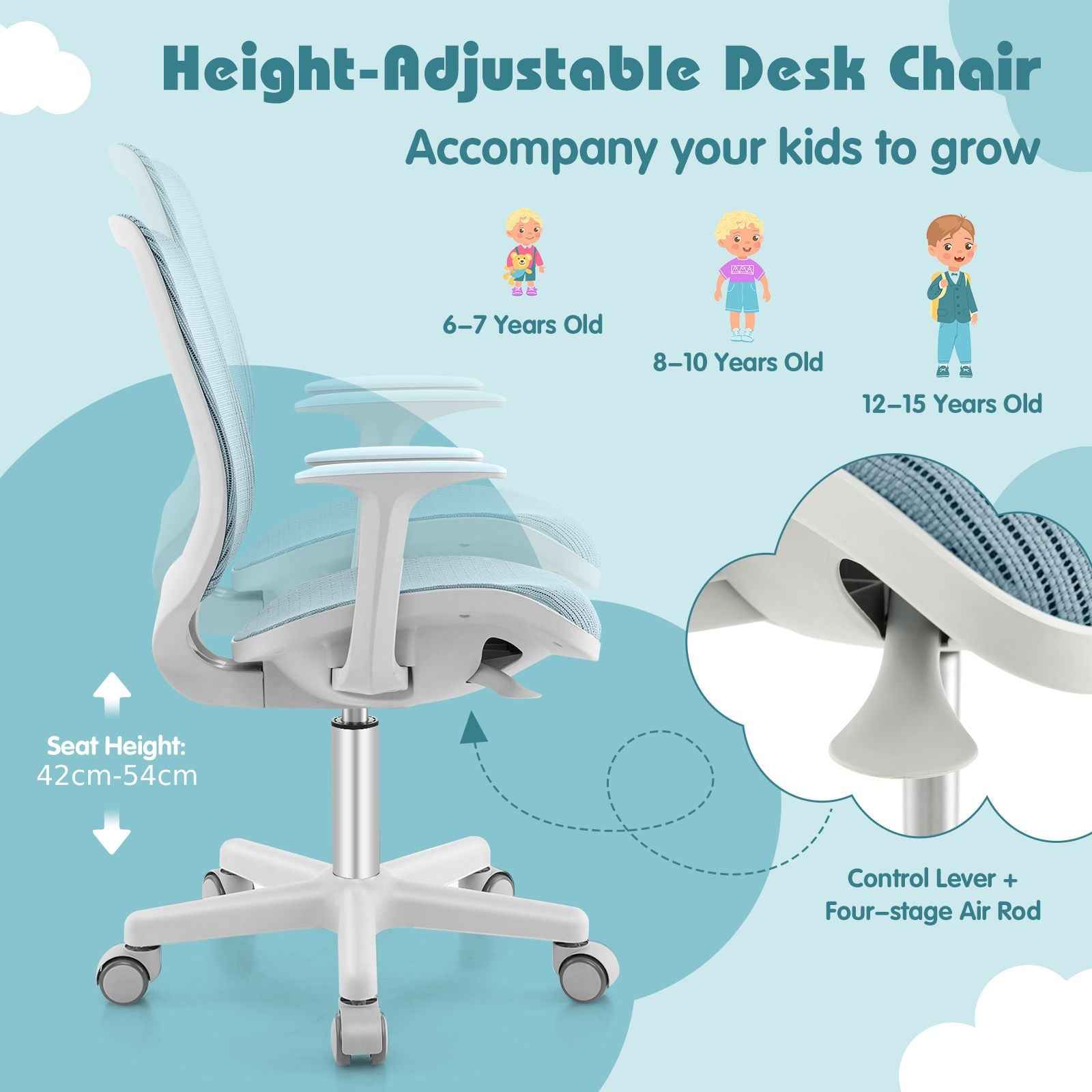 Ergo Heights Ergonomic Study Chair for Children with Desk.