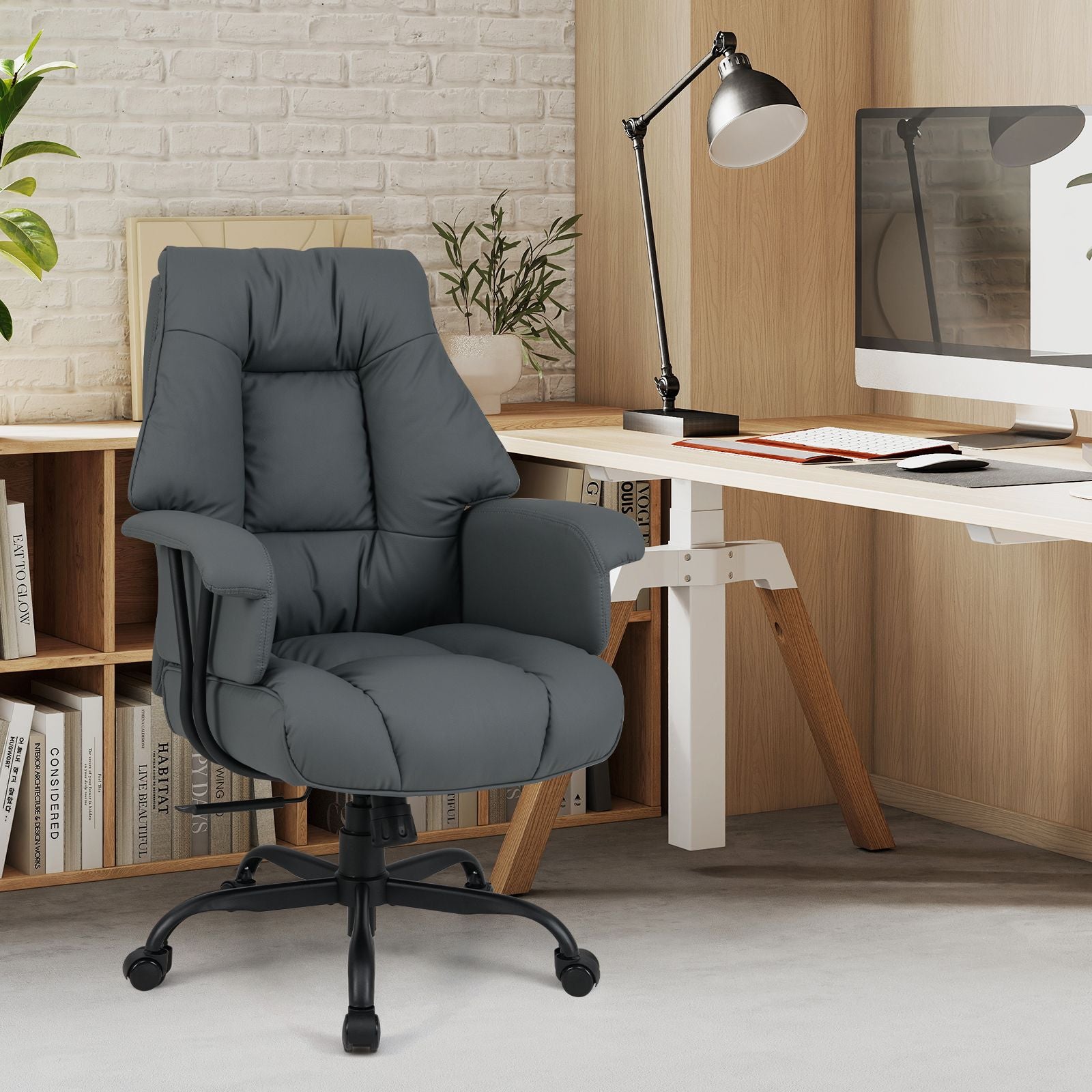 Ergonomic Office Chair with Spring Cushion Seat and Adjustable Swivel Seat