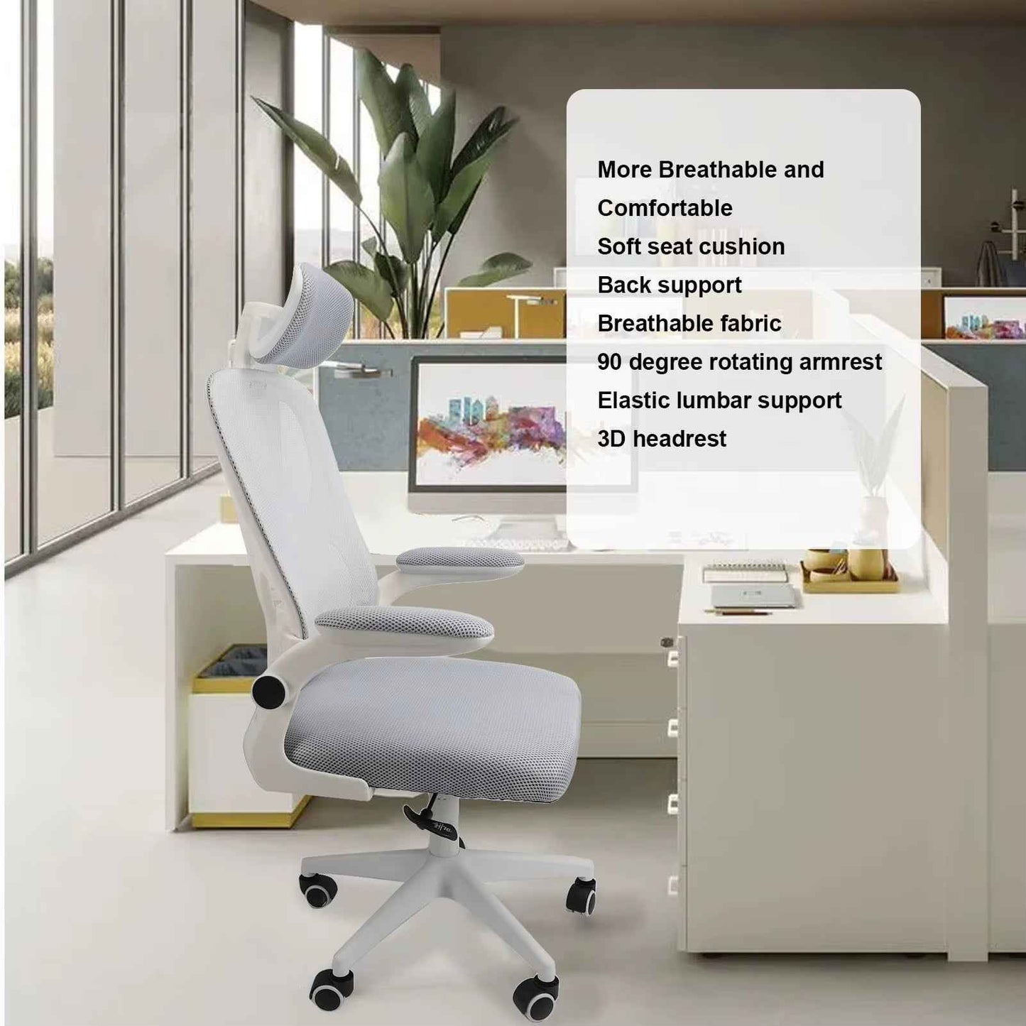 Office Chair with Lumbar Support & 3D Headrest - Ergo Heights