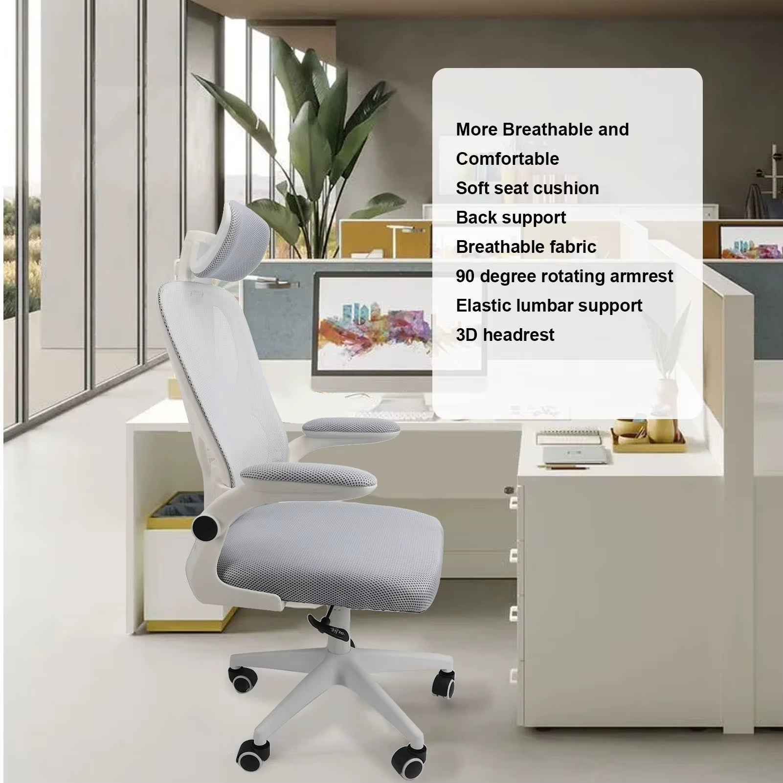 Office Chair with Lumbar Support & 3D Headrest - Ergo Heights