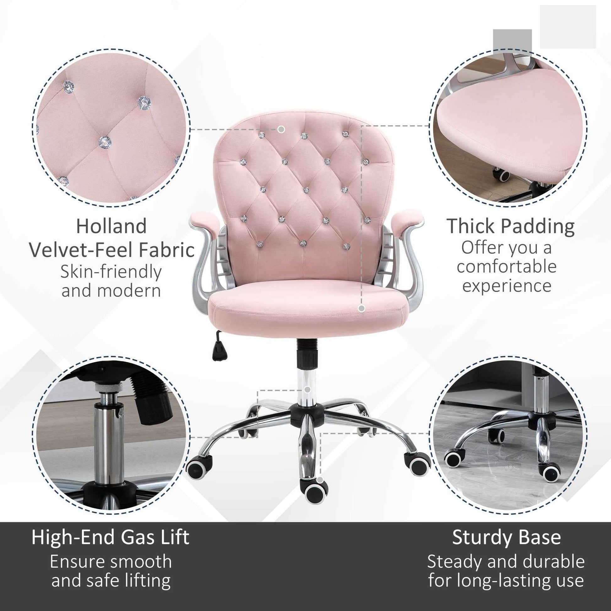 Ergo Heights Diamante Swivel Office Chair White Gold - Ergo Heights