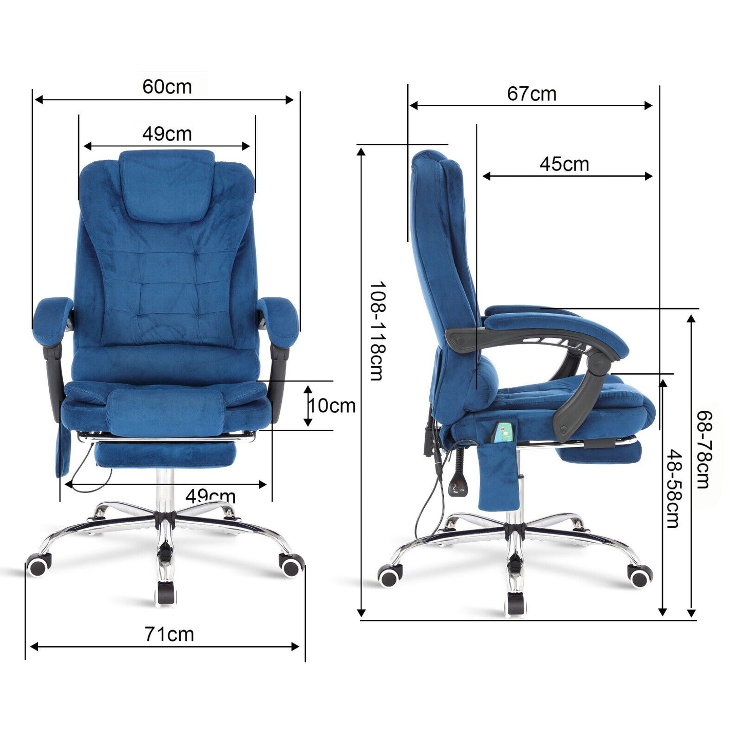Massage Office Chair Gaming Computer Desk Swivel Recliner Chair Leather Footrest