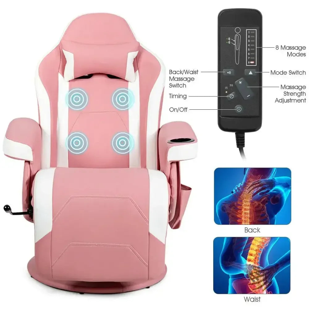 Electric Massage Gaming Chair with Cup Holder and Side Pouch - Ergo Heights