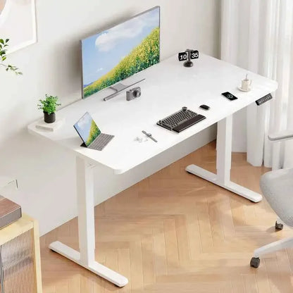 White Electric Standing Desk with Memory Presets and E1 Grade Desktop - Ergo Heights