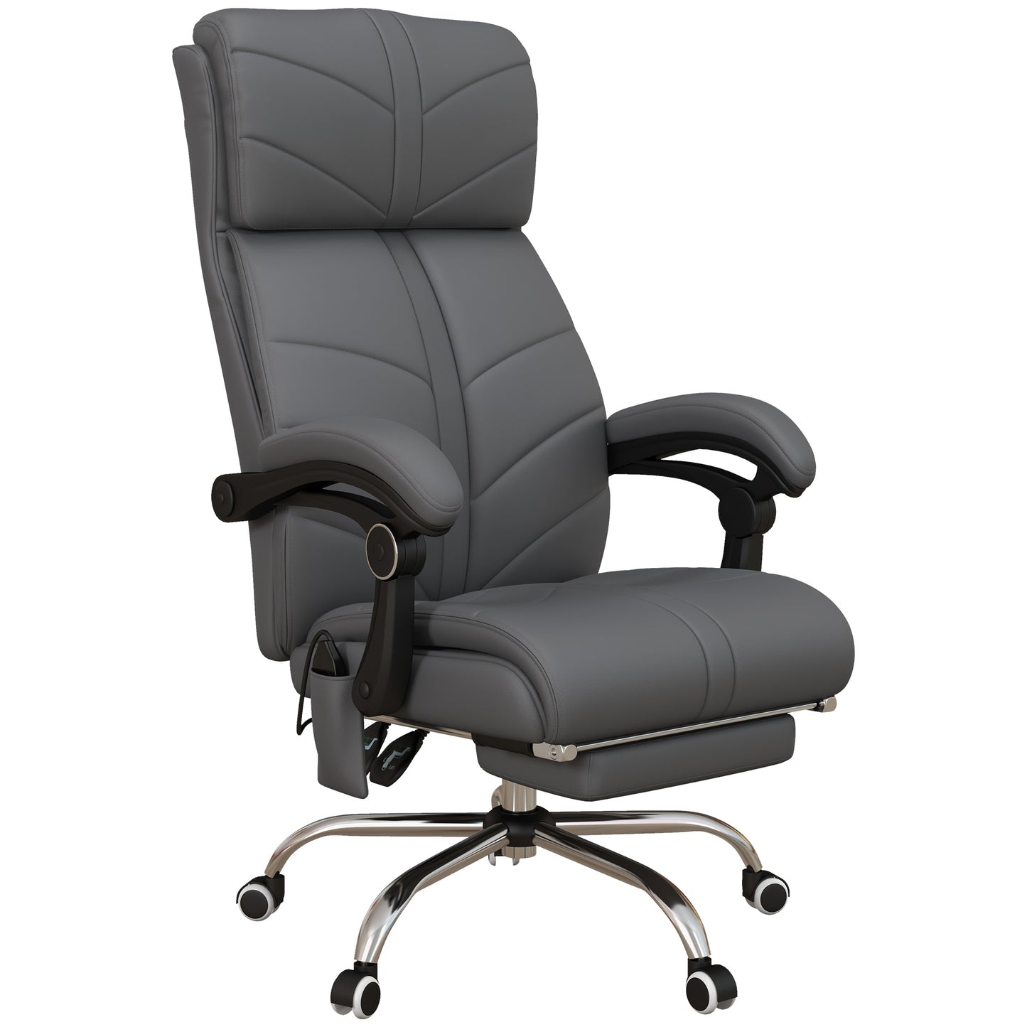 Office Chair with 4 Point Vibration Massage and Heat, Footrest, Light Grey