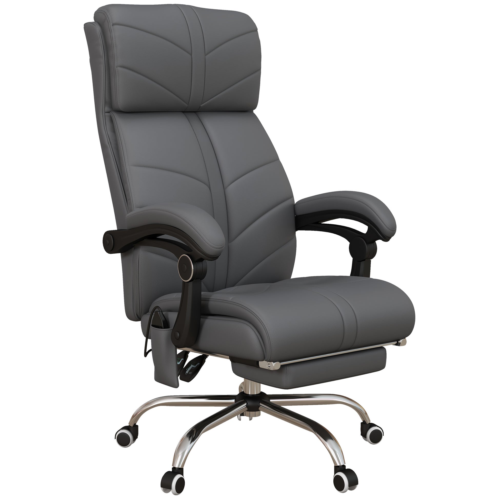 Office Chair with 4 Point Vibration Massage and Heat, Footrest, Light Grey