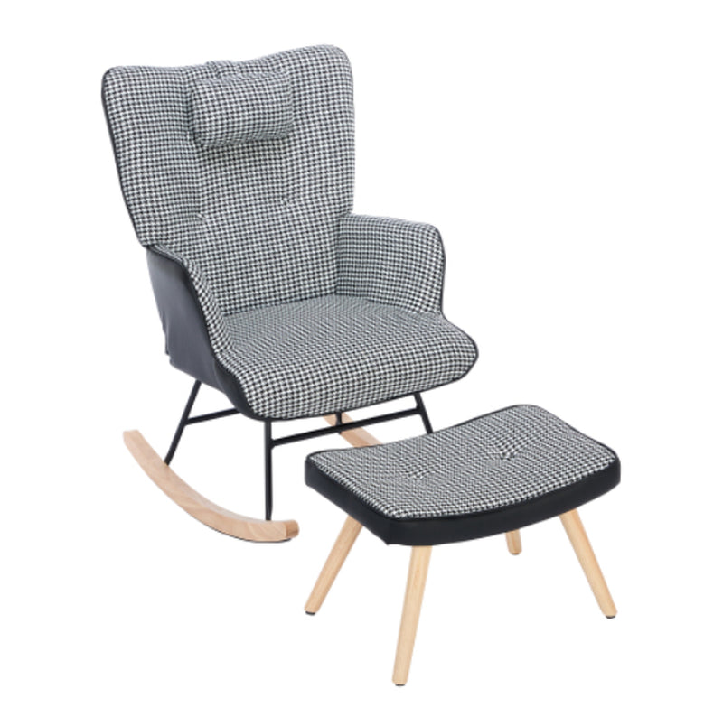 Rocking Chairs for Adults, Tteddy Rocking Chair Relaxing Recliner Chair with Solid Wood Legs High Back Lounge Chairs for Balcony Living Room Bedroom