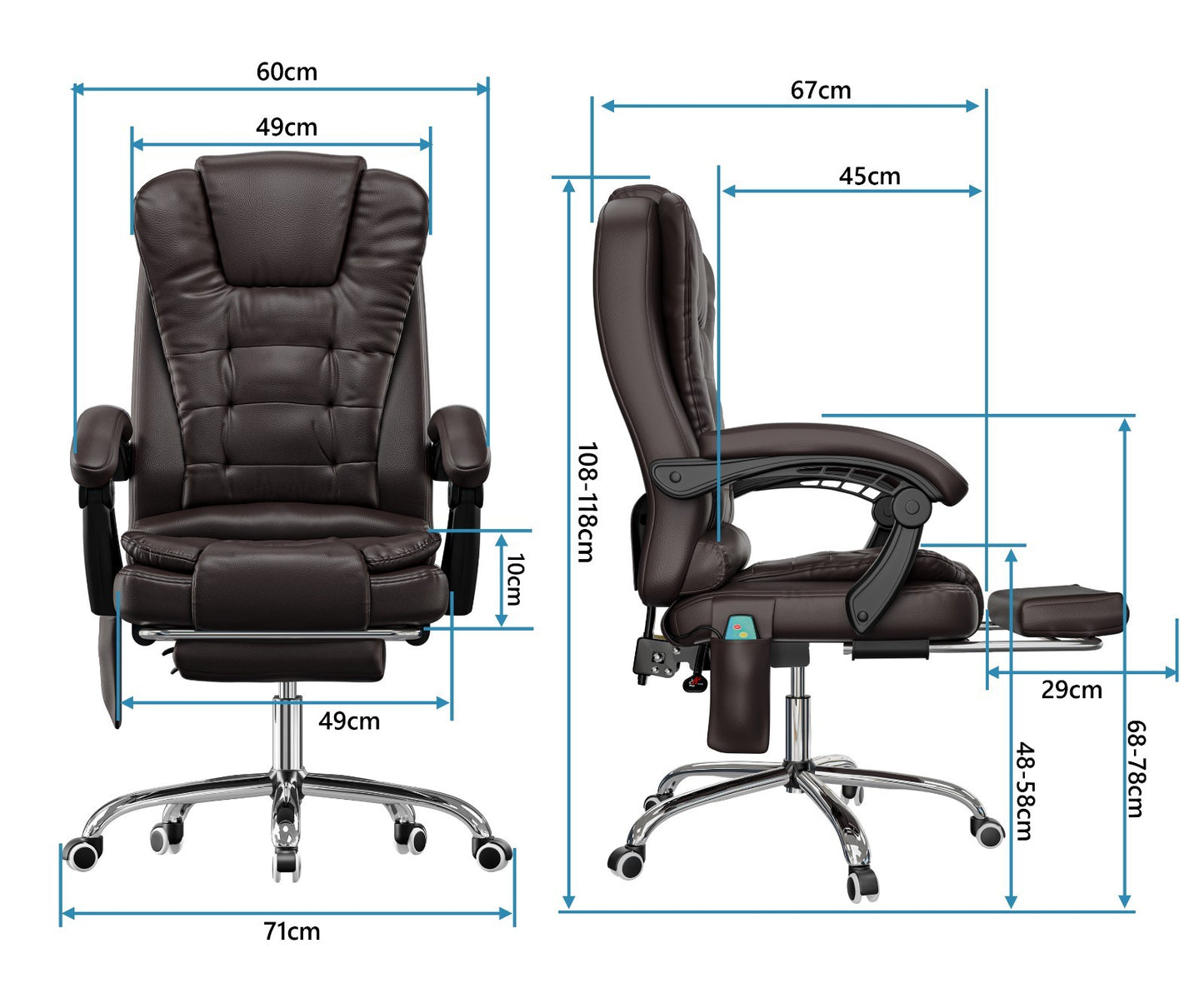 Massage Office Chair Gaming Computer Desk Swivel Recliner Chair Leather Footrest
