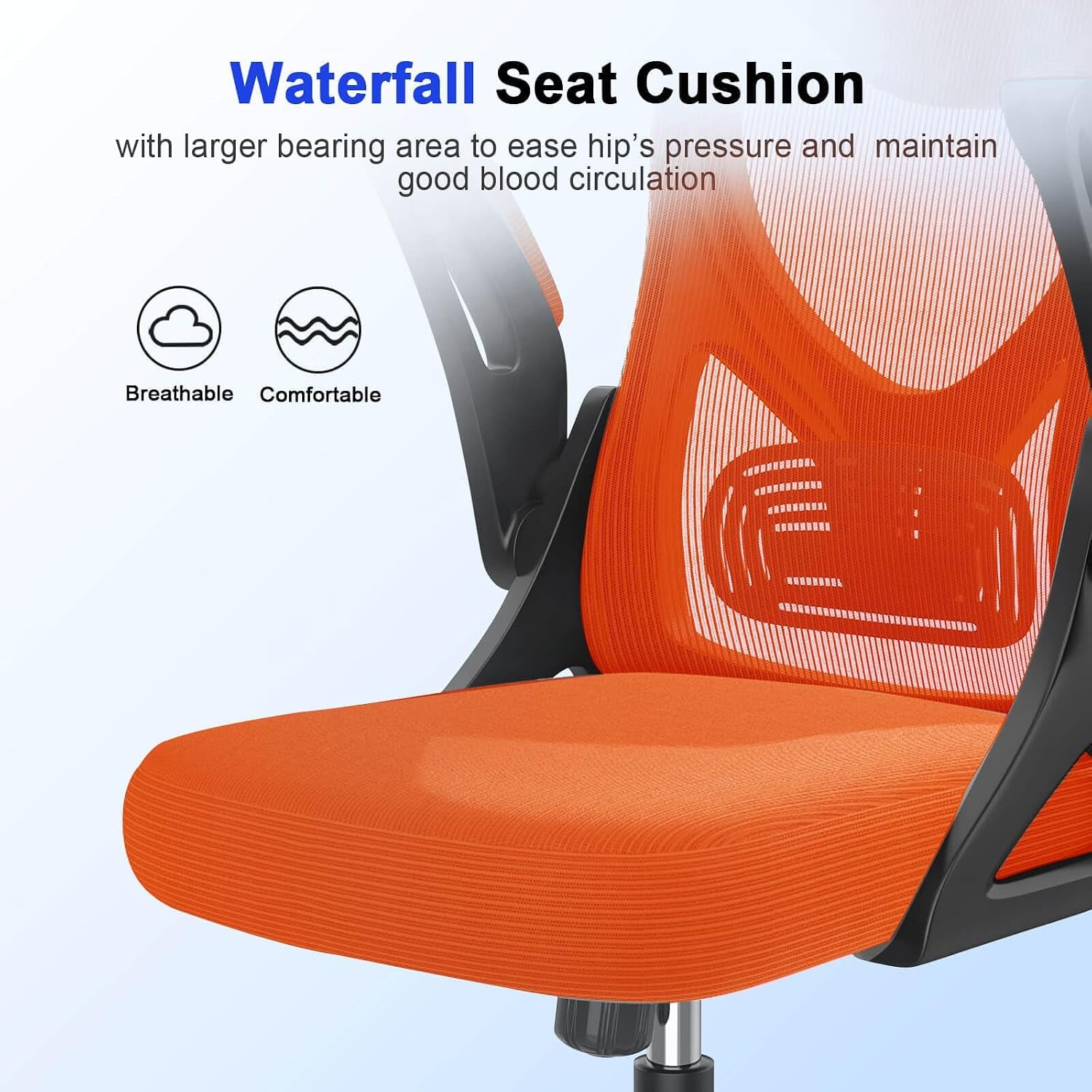 Office Chair - Ergonomic Desk Chair with Lumbar Support Headrest Adjustable, Padded Flip-Up Armrests Comfy Seat Cushion High Back Executive Manager Chair for Home Office