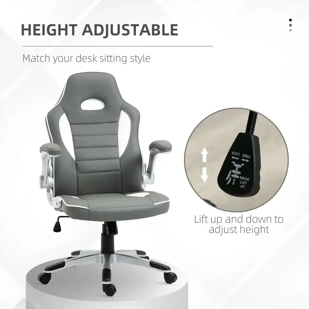 Racing Gaming Chair Height Adjustable Swivel Chair with Flip up Armrests - Ergo Heights