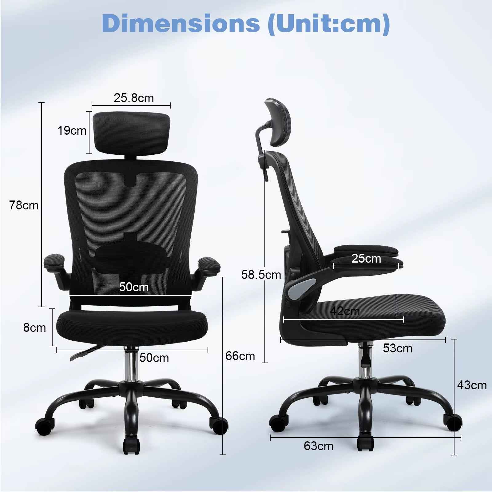 Ergonomic Office Chair with Flip-Up Armrests & Lumbar Support - Ergo Heights