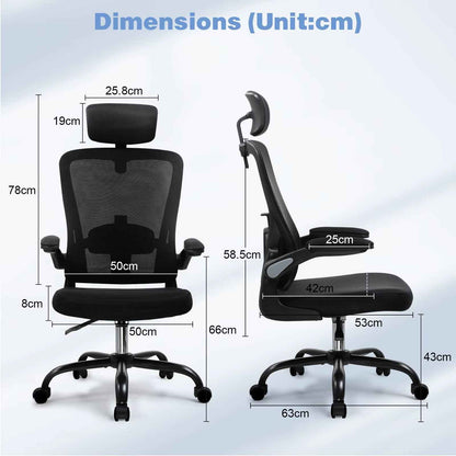 Ergonomic Office Chair with Flip-Up Armrests & Lumbar Support - Ergo Heights